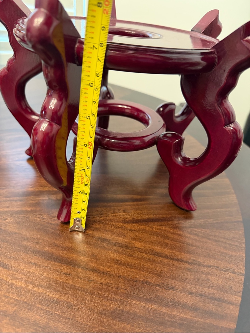 Wooden Decorative Display Stand in Deep Burgundy